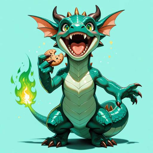 Happy Dragon Creature with Cookie Happy Dragon Creature with Cookie
