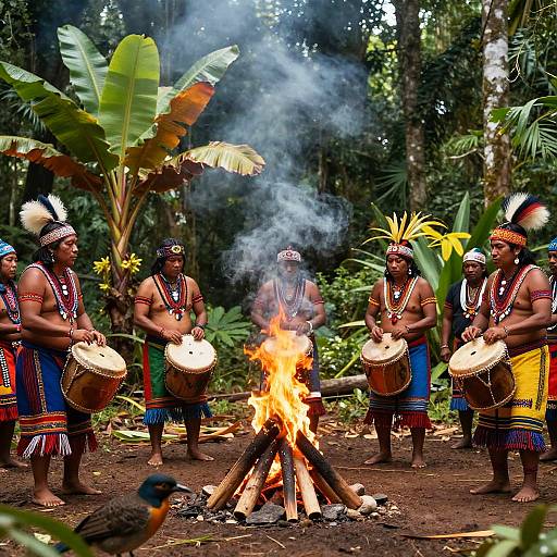 Indigenous Tribe Ceremony in Rainforest