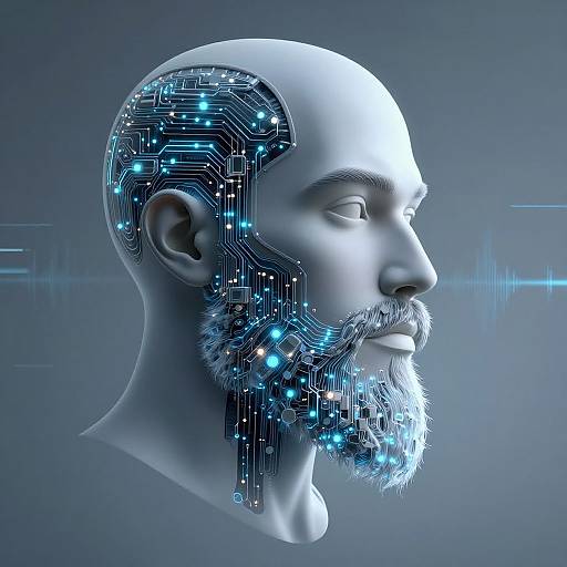 Cybernetic AI Beard Digital Portrait
