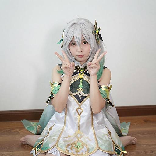 Youthful Elegance in White and Green