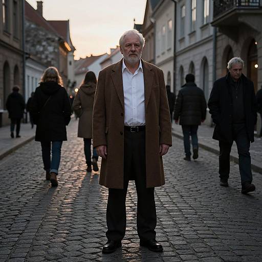 Stoic Man in Historic Town