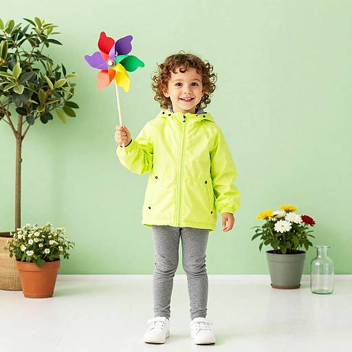 Cheerful Curly-Haired Toddler in Garden