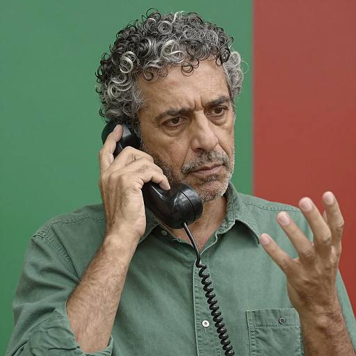Middle-Aged Man Using Rotary Phone