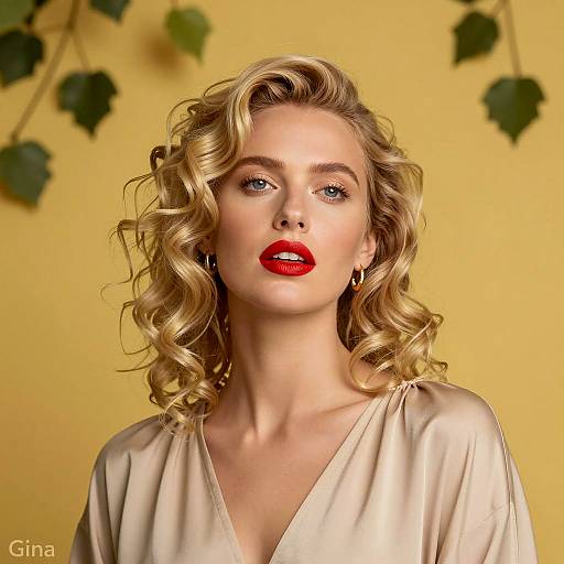 Elegant Woman with Curled Blonde Hair