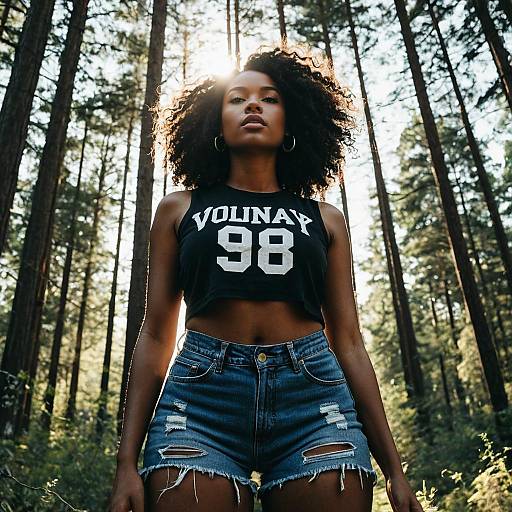Sunlit Fashion Portrait in Forest