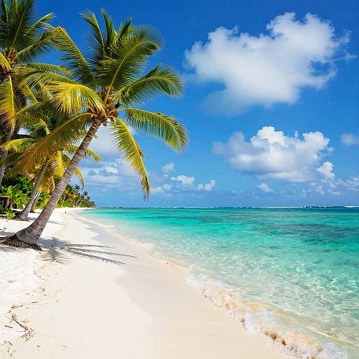 Tropical Shoreline with Palm Trees