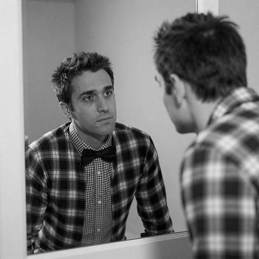 Monochrome Mirror Portrait: Altered Reflection