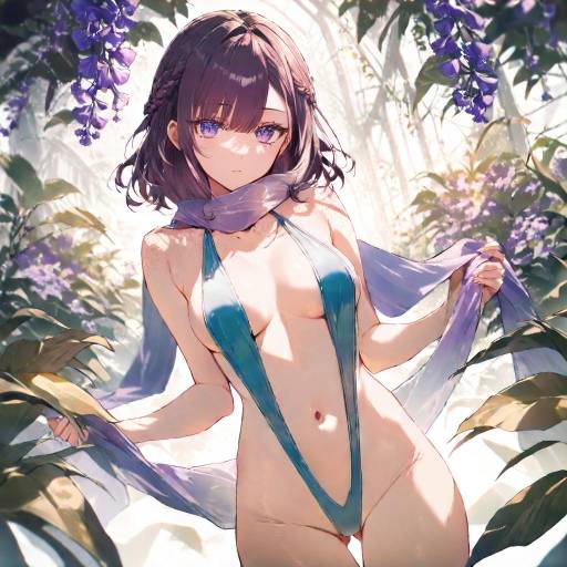 Stunning Girl in Botanical Garden Scene