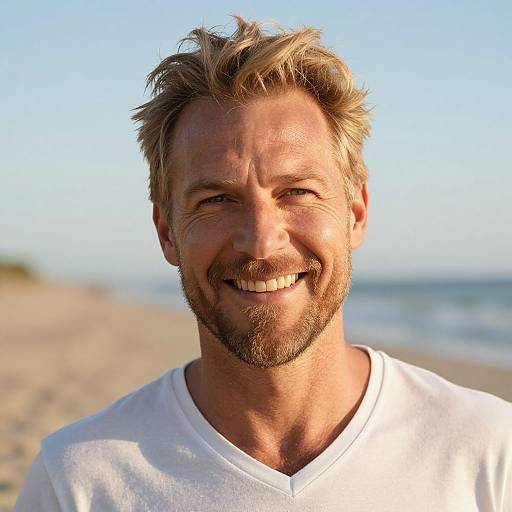 Warm Smiling Man on Sunny Beach