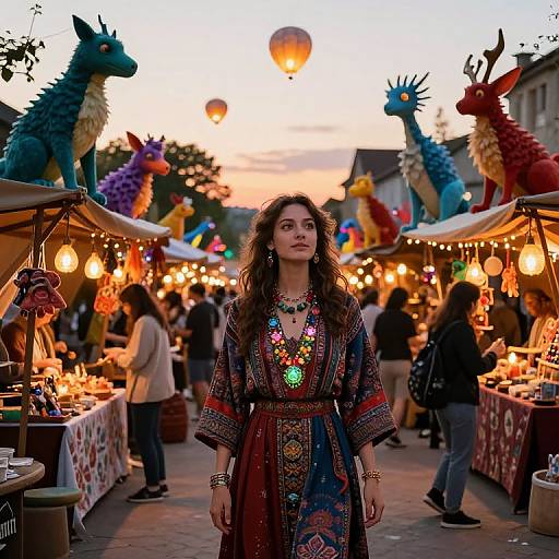 Whimsical Fantasy Market Scene