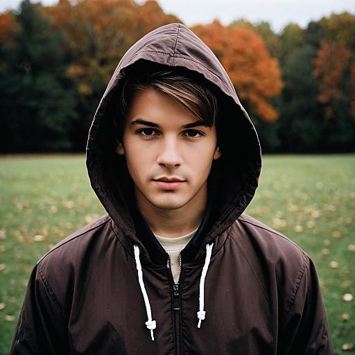 Young Man in Hoodie Outdoors