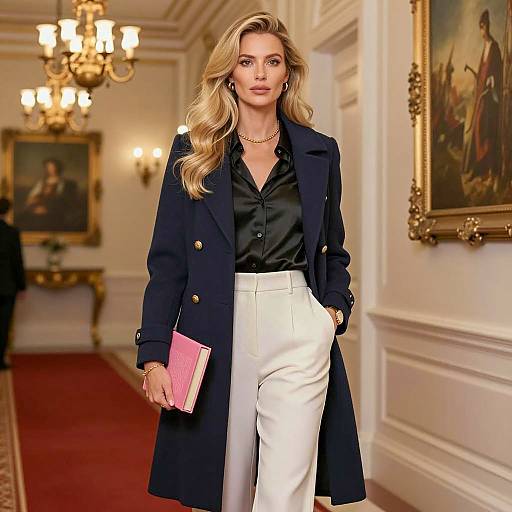 Elegant Woman in Opulent Hallway