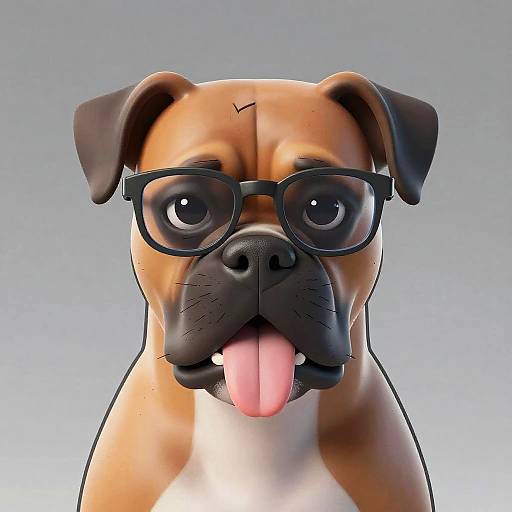 Mischievous Boxer Portrait with Glasses