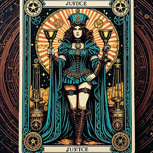Psychedelic Steampunk Justice Tarot