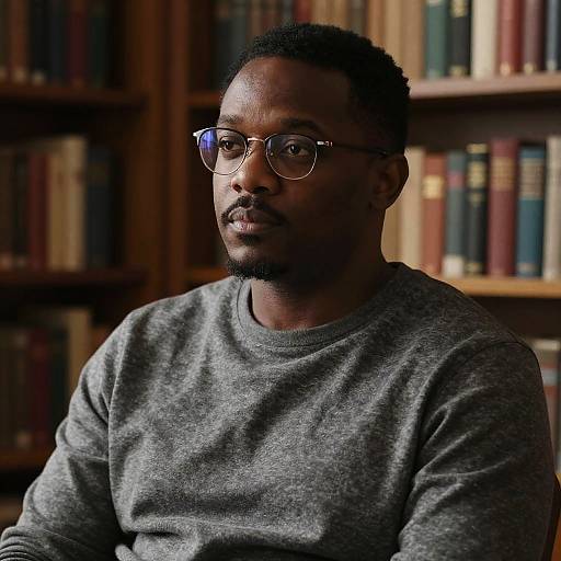 Calm Black Man in Cozy Library