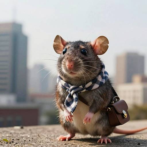 Funny Caricature of Curious Young Rat