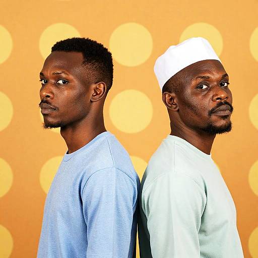 Two African-American Men Standing Back to Back
