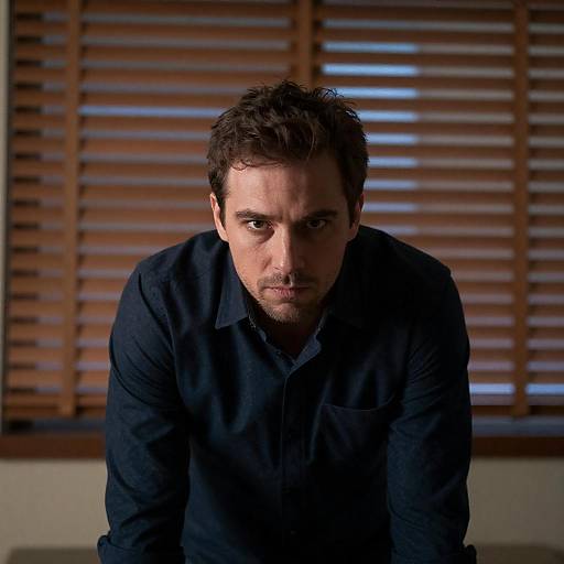 Intense Portrait in Dimly Lit Room