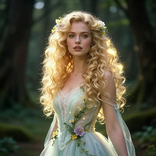 Blonde Actress in Enchanted Forest