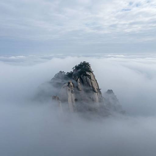 Inverted Mountain Peak Transcending Clouds