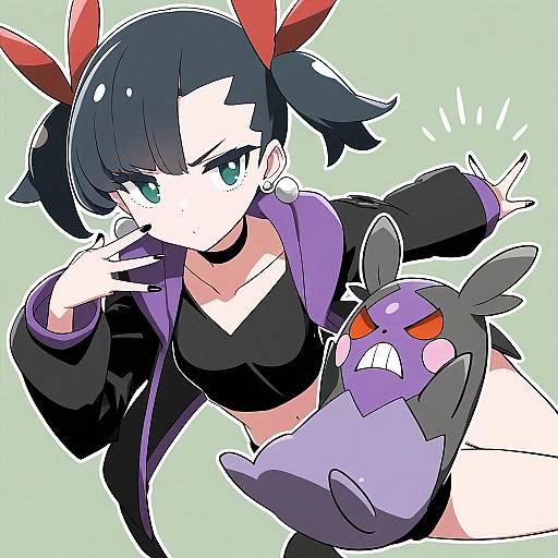 Illustration of Morpeko (hangry), pokemon in the style of Tani takeshi