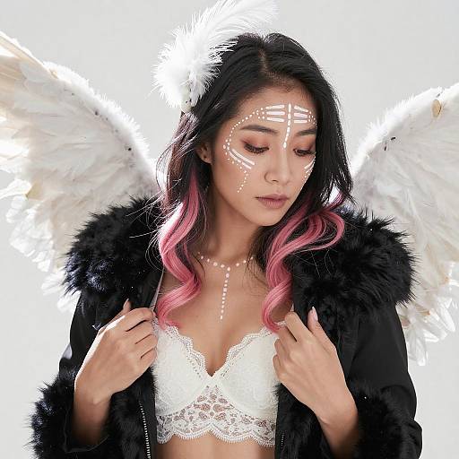 Glamorous Asian Woman in Feathered Headpiece