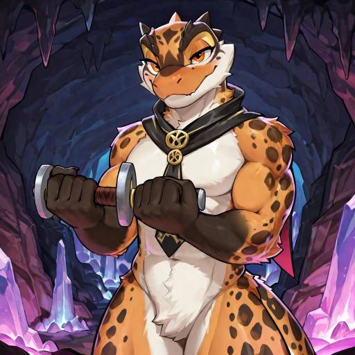 Muscular Gecko in Vibrant Cave Setting