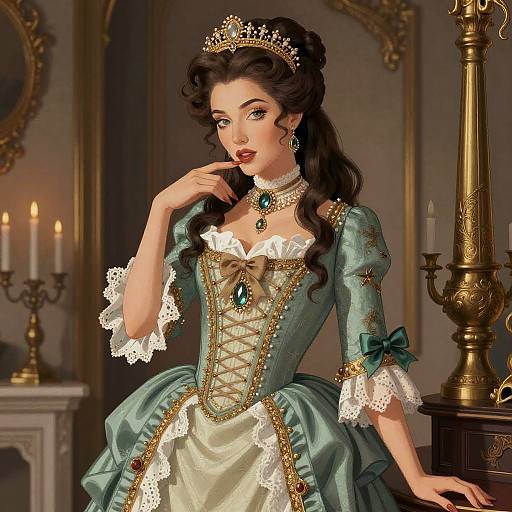 Rococo Silkpunk Erotic Cartoon Portrait