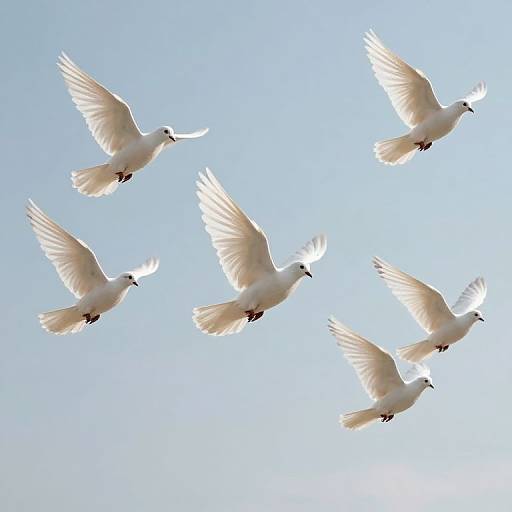 Ethereal White Doves in Serene Sky
