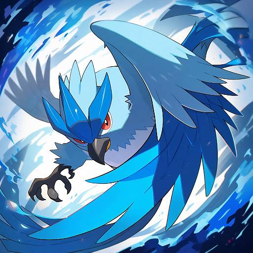 Illustration of Articuno, pokemon in the style of Gnns