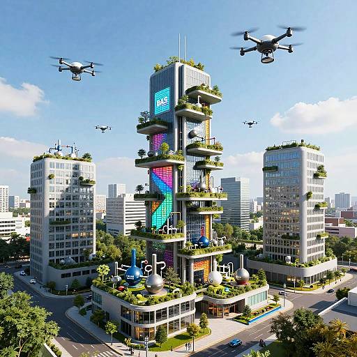 Futuristic Green Chemistry Cityscape