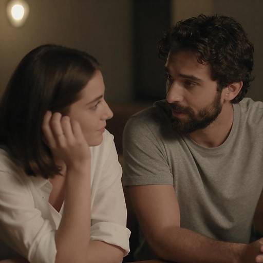 Dimly Lit Intimate Conversation Between Couple