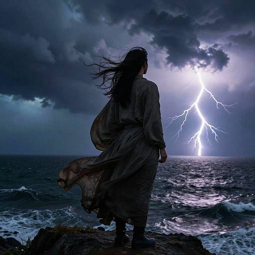 Gyatsu on Stormy Ocean Cliff