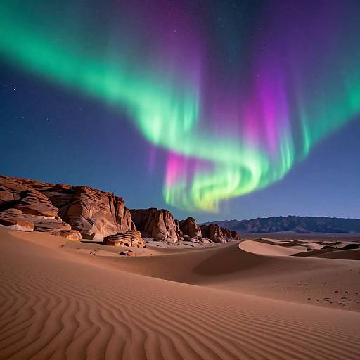 Auroras Over Serene Desert Night