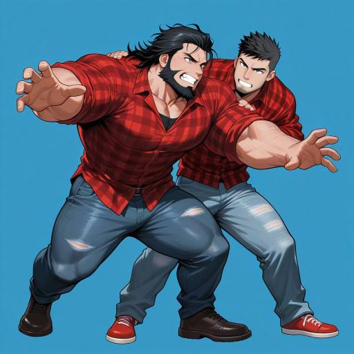Muscular Boys in Playful Wrestling Pose Muscular Boys in Playful Wrestling Pose