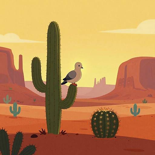 Cel-Shaded Desert Dove Scene