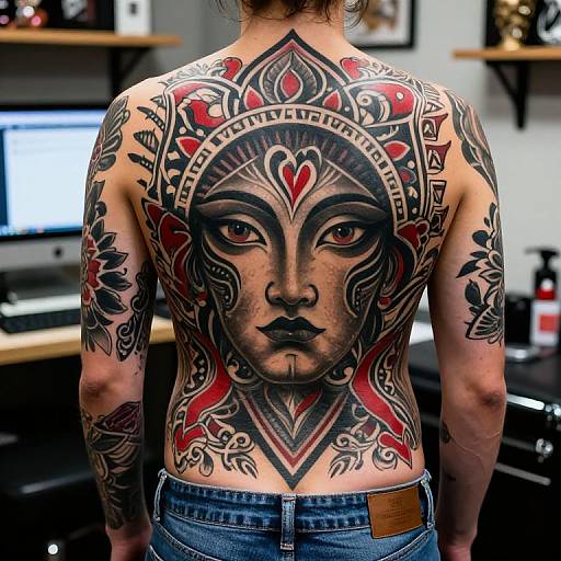 Intricate Tribal Back Tattoos Portrait