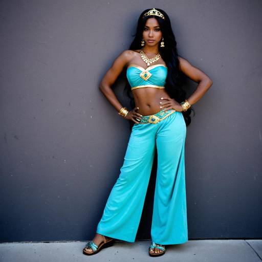 Cosplay Princess Jasmine in Turquoise Outfit