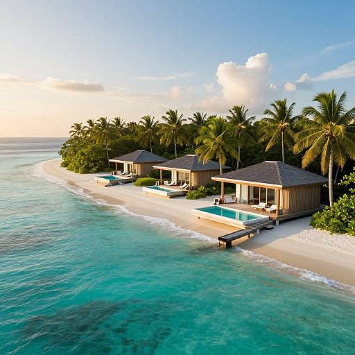 Luxurious Private Island Resort at Sunset