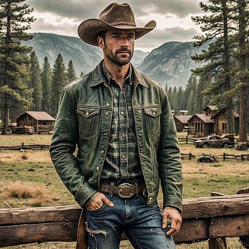 Man in Classic Cowboy Outfit Outdoors