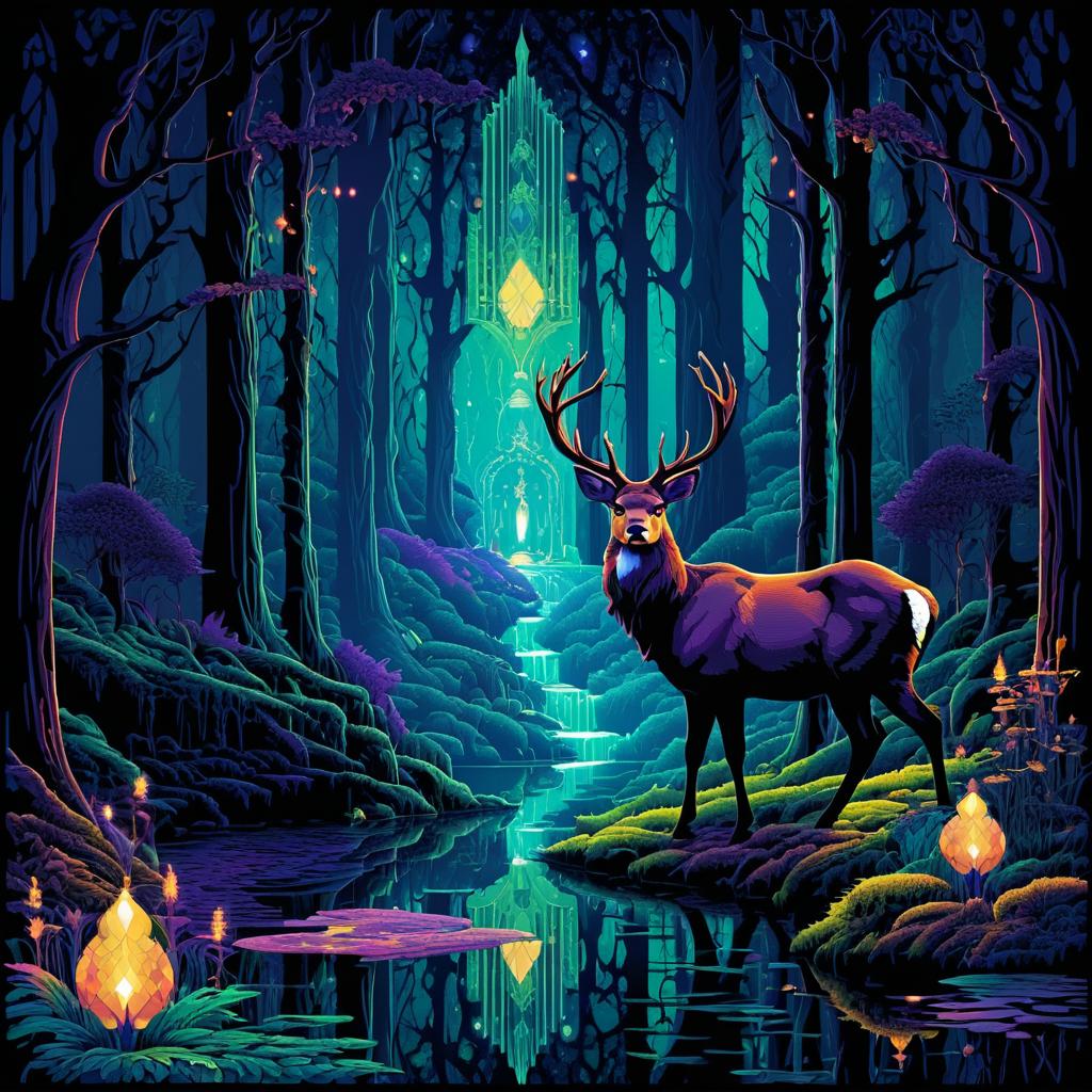 Surreal Tarot in Enchanted Forest Pixel Art