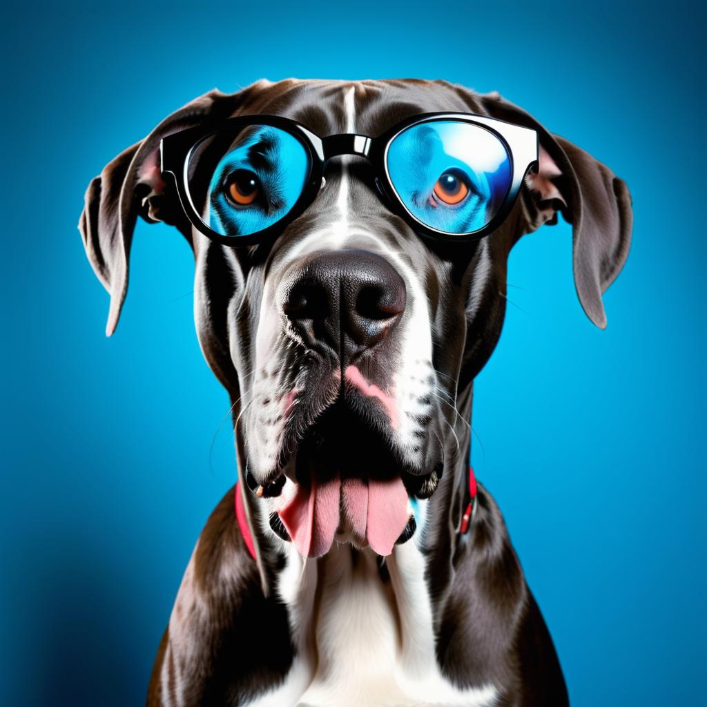 Comically Exaggerated Great Dane Portrait