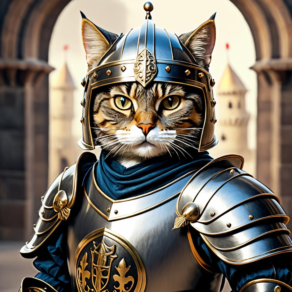 Fierce Feline Knight Illustration