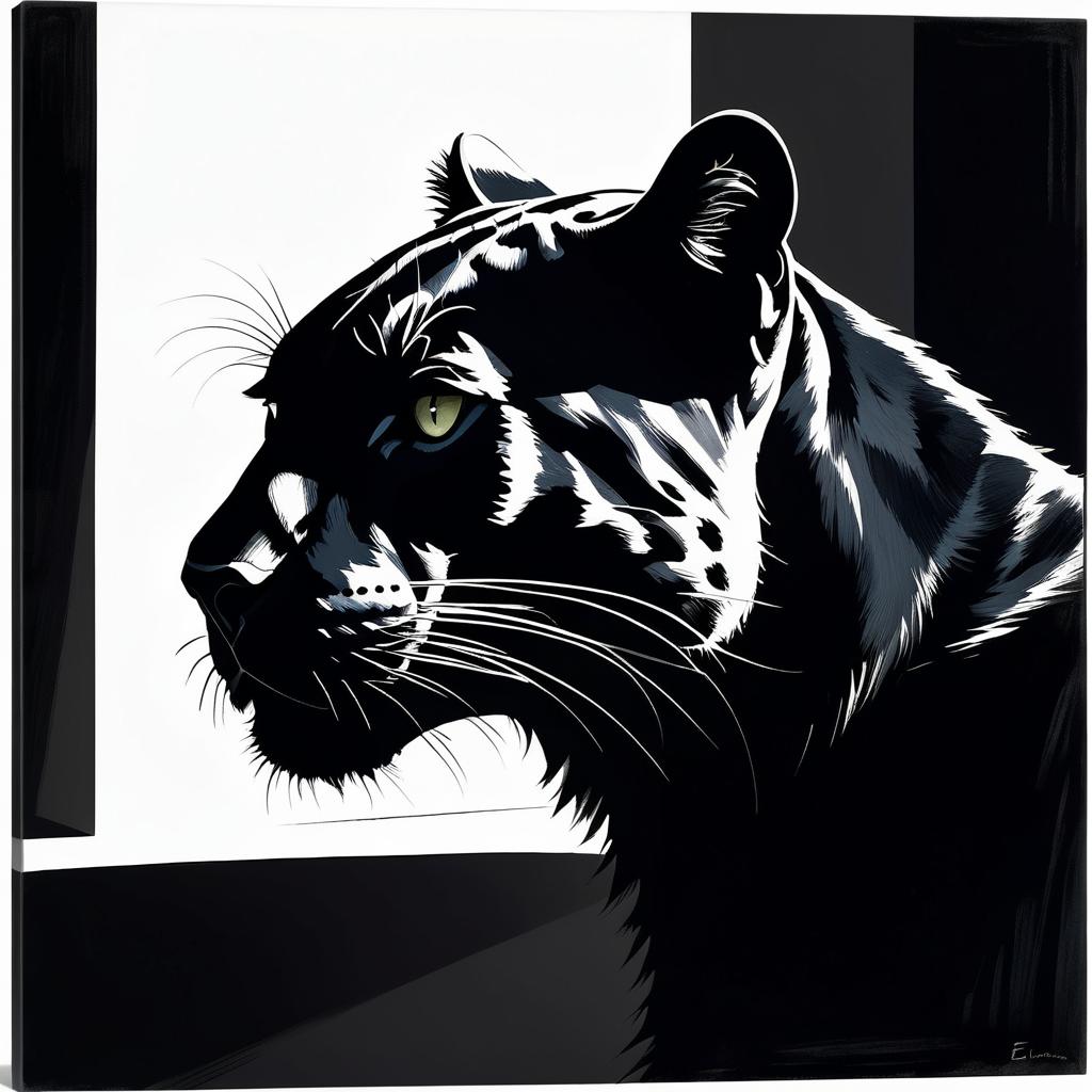 Noir Panther Portrait in Dark Monochrome