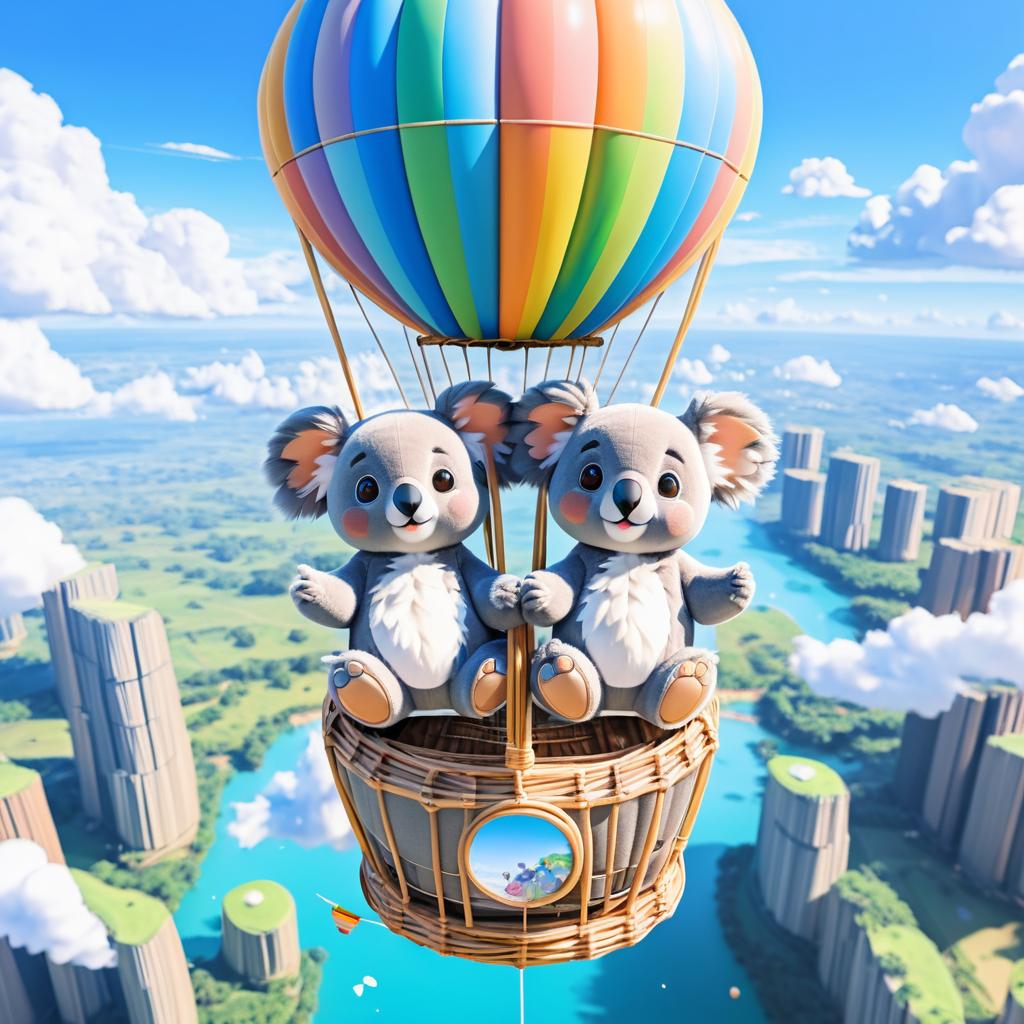 Anime Koalas in a Hot Air Balloon