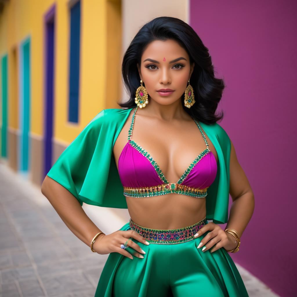 Elegant Latin Woman in Jewel Tones