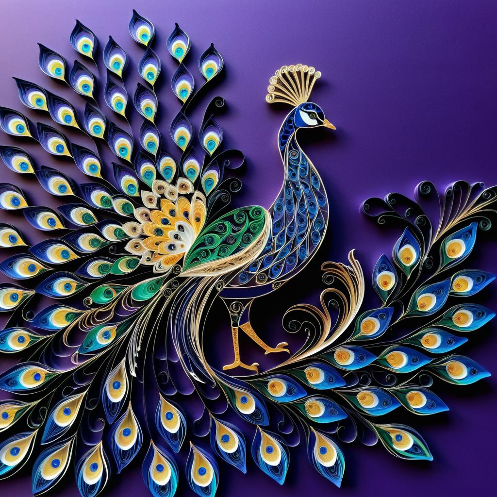 Regal Paper Quilling Peacock Art