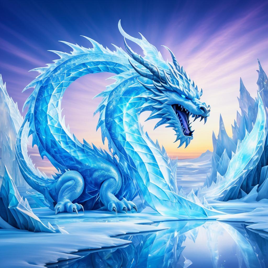 Majestic Ice Dragon in Frozen Tundra