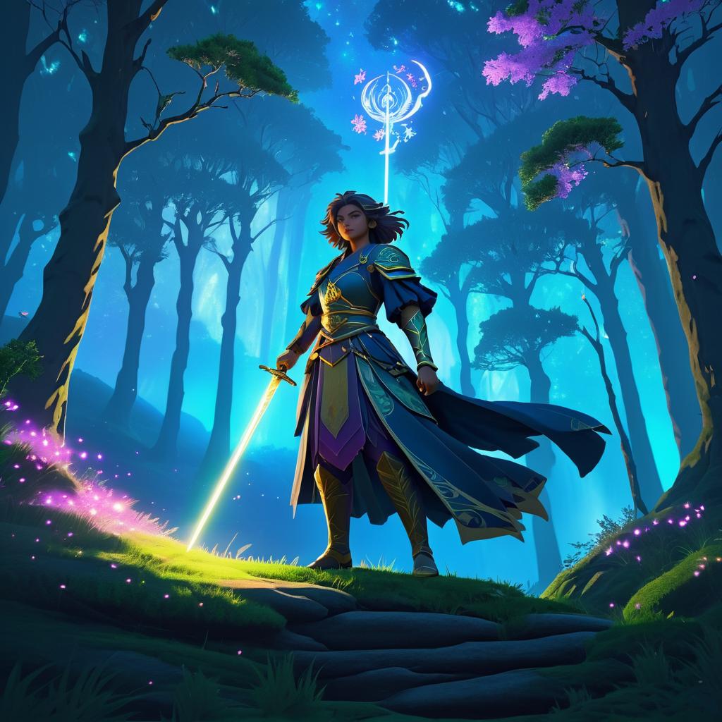 Heroic Lion Mage in Enchanted Forest