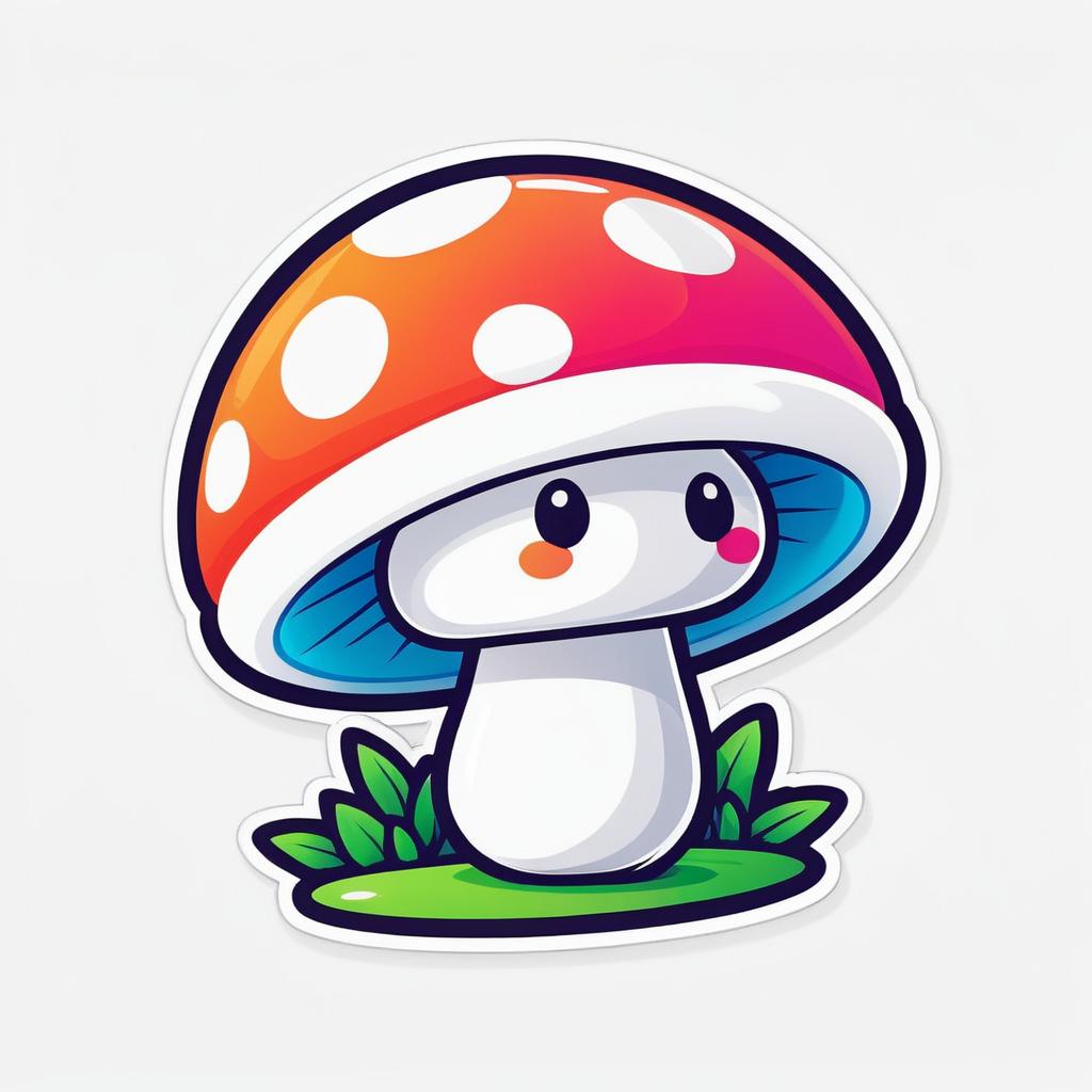 Playful Cartoon Mushroom Icon Sticker